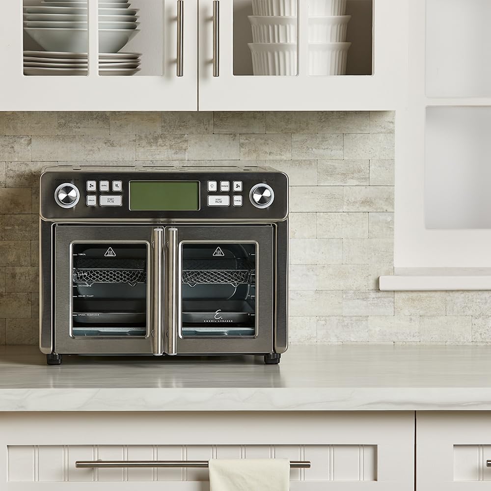 Emeril Lagasse Dual Zone 360 Air Fryer Oven Combo with French Door, 25 QT Extra Large, Cook Two Foods in Different Ways, Up to 60% Faster from Frozen to Finish