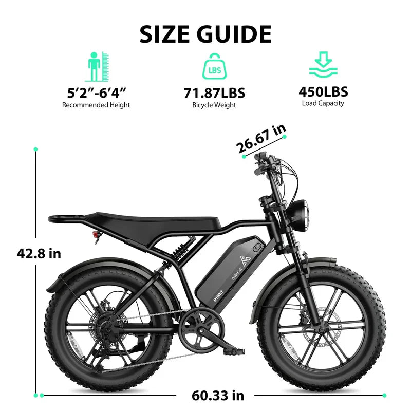 TST® R002 20'' 1500W Full Suspension Moped-style Electric Bike