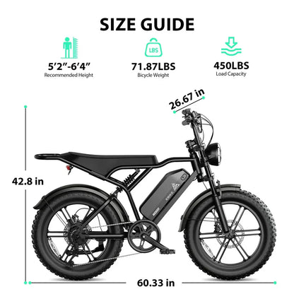 TST® R002 20'' 1500W Full Suspension Moped-style Electric Bike