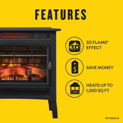duraflame Freestanding Electric Fireplace Stove Heater with 3D Flame Effect for 1,000 Sq. Ft. Room,