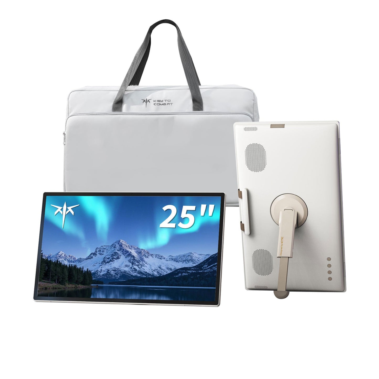 KTC 25" FHD Portable Touch Screen Monitor with Camera, Google EDLA,5000mAh Battery, Remote Control for Travel