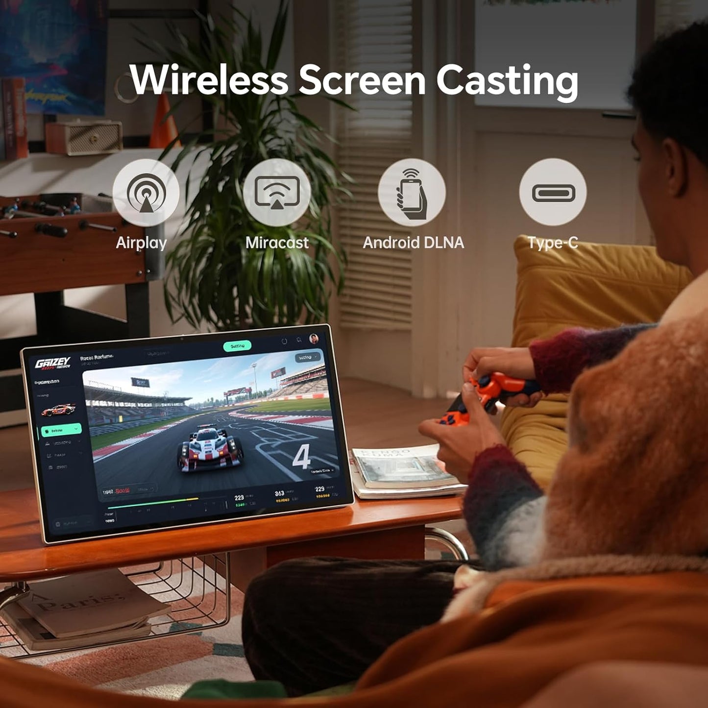 KTC 25" FHD Portable Touch Screen Monitor with Camera, Google EDLA,5000mAh Battery, Remote Control for Travel