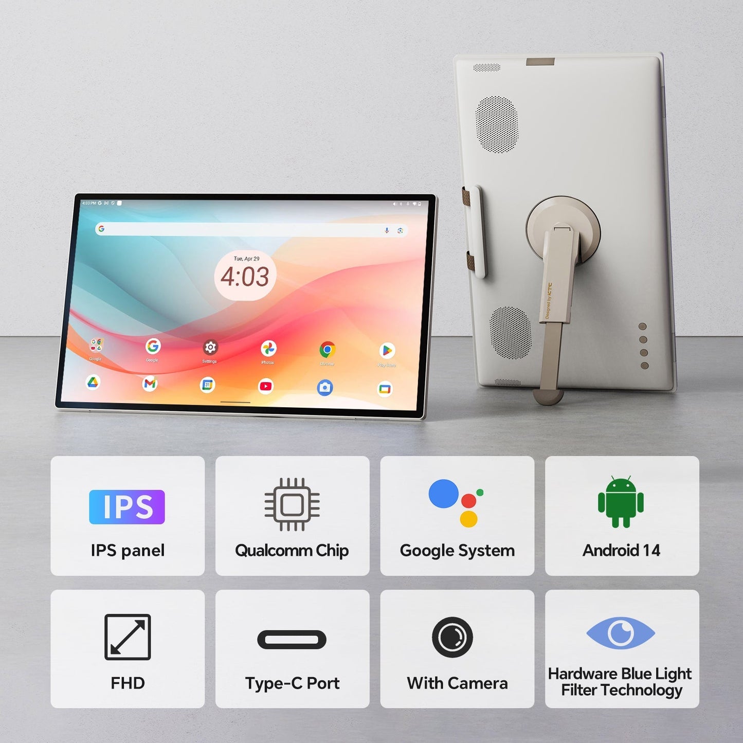 KTC 25" FHD Portable Touch Screen Monitor with Camera, Google EDLA,5000mAh Battery, Remote Control for Travel