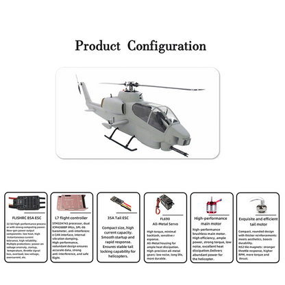 FLISHRC FL500 AH-1 Cobra 500-Class Large Scale GPS RC Helicopter Model with L7 Flight Controller 2.4G 6CH RTF