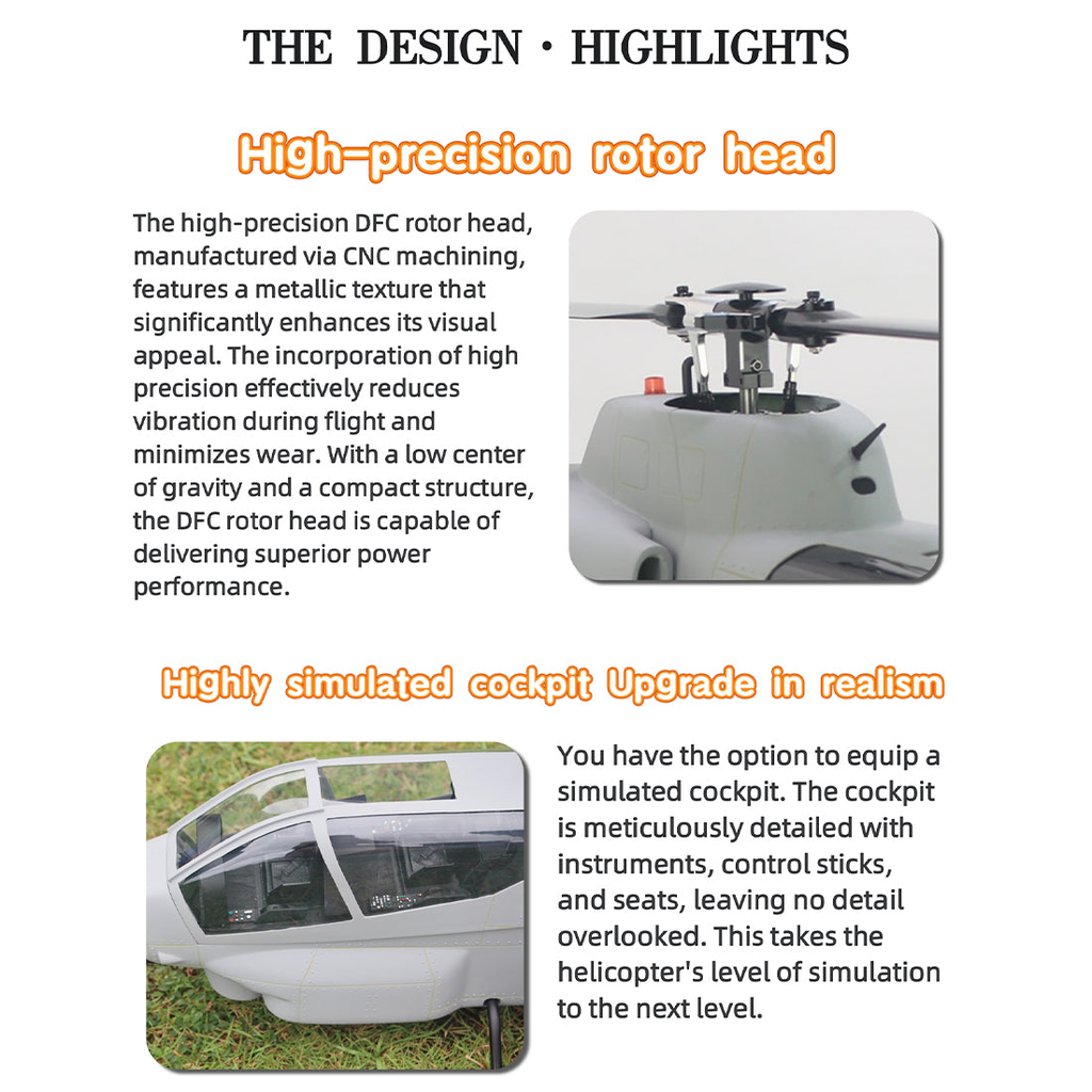 FLISHRC FL500 AH-1 Cobra 500-Class Large Scale GPS RC Helicopter Model with L7 Flight Controller 2.4G 6CH RTF