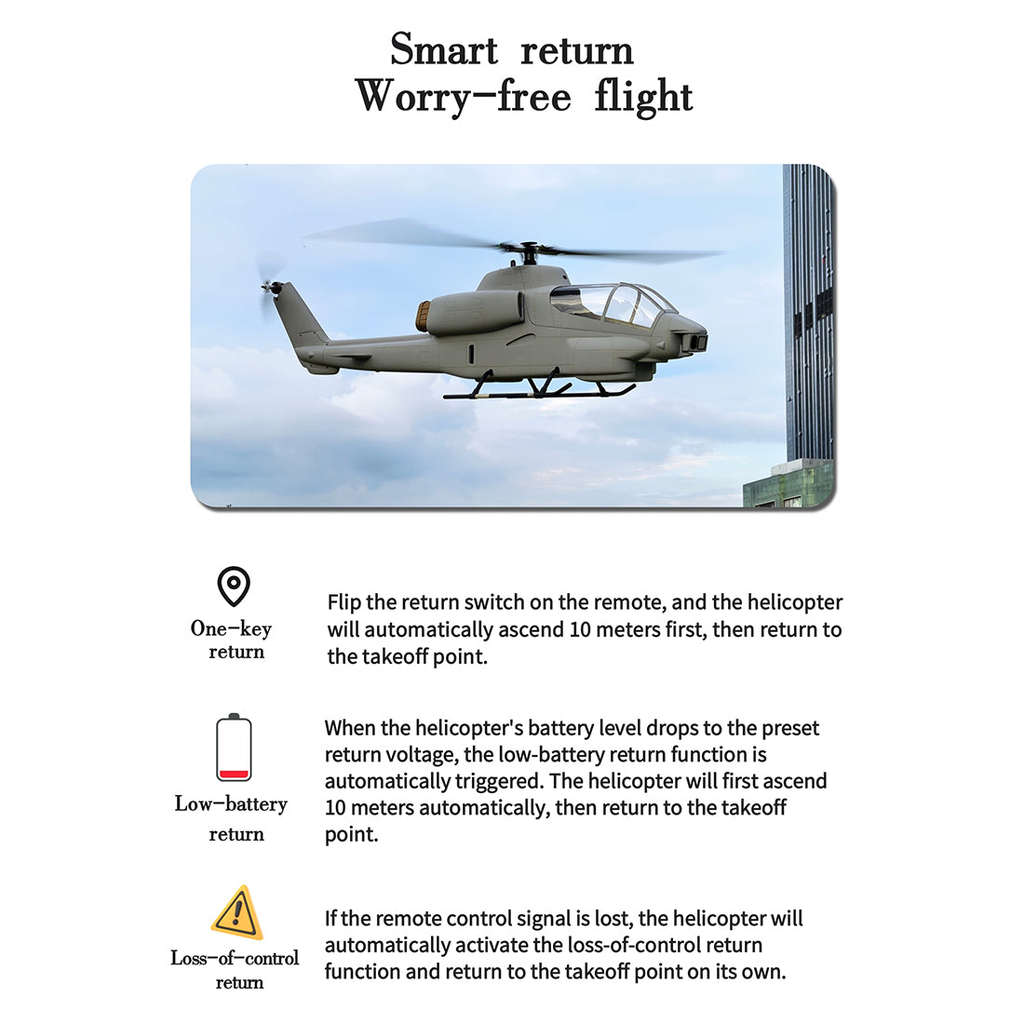 FLISHRC FL500 AH-1 Cobra 500-Class Large Scale GPS RC Helicopter Model with L7 Flight Controller 2.4G 6CH RTF