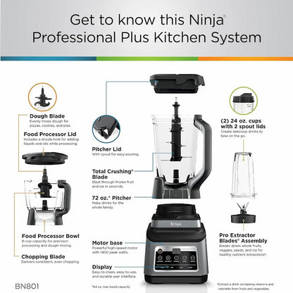 Ninja Detect™ Kitchen System Power Blender Plus Processor Pro with BlendSense™ Technology