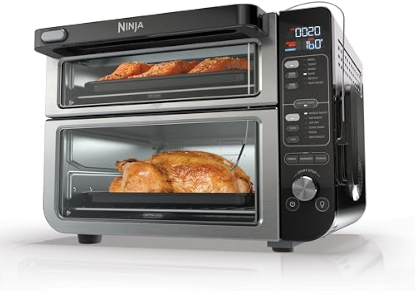 Ninja DCT451 12-in-1 Smart Double Oven with FlexDoor, Thermometer, FlavorSeal, Smart Finish, Rapid Top Convection and Air Fry Bottom , Stainless Steel