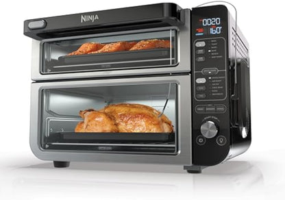 Ninja DCT451 12-in-1 Smart Double Oven with FlexDoor, Thermometer, FlavorSeal, Smart Finish, Rapid Top Convection and Air Fry Bottom , Stainless Steel