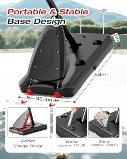 Basketball Hoop Outdoor 10 FT Height Adjustable, Portable Basketball Goals Systems with 45" Backboard for Youth Adults Kids - Backyard, Driveway, Indoor Play