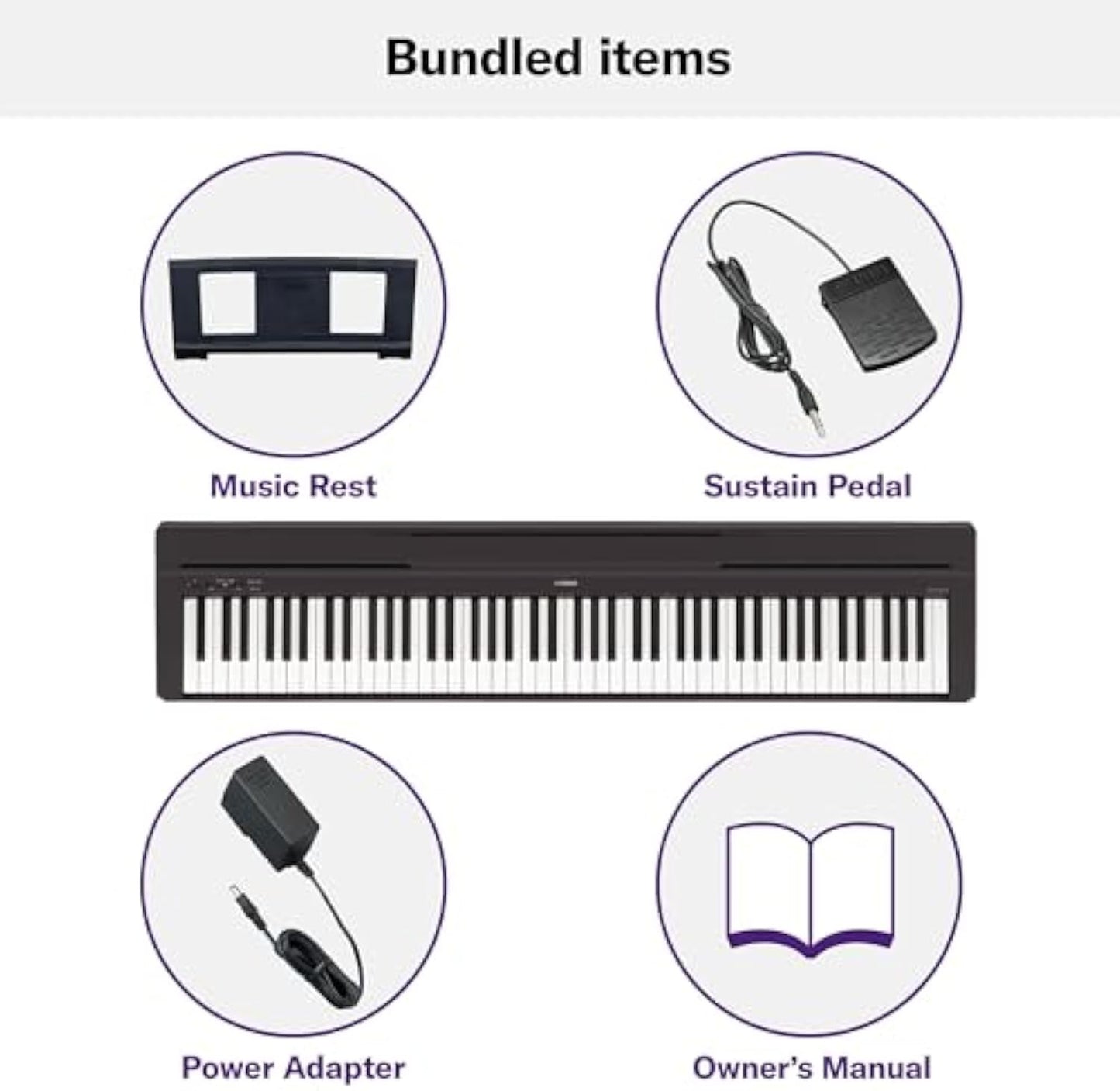 YAMAHA P71 88-Key Weighted Action Digital Piano with Sustain Pedal and Power Supply